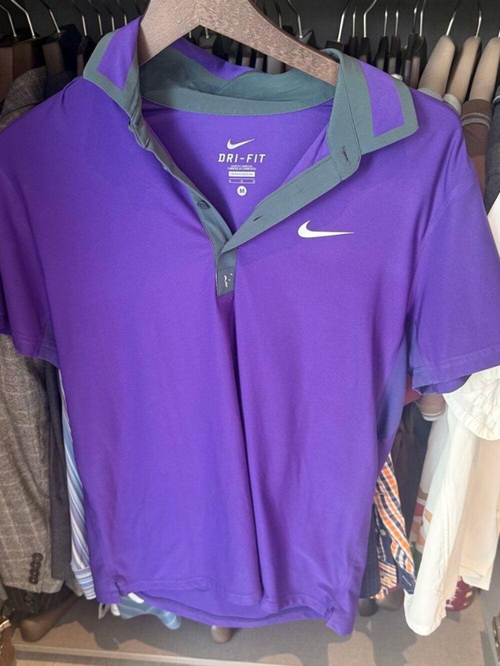 Nike Dri-FIT Roger Federer Purple Tennis Polo Shirt – M